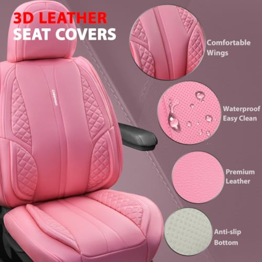 Nappa Pink PU Leather Car Seat - Leather Car Seat Covers Full Set Universal recension och pris