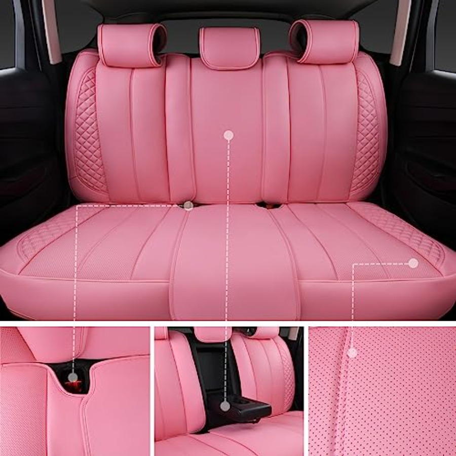 Nappa Pink PU Leather Car Seat - Leather Car Seat Covers Full Set Universal recension och pris