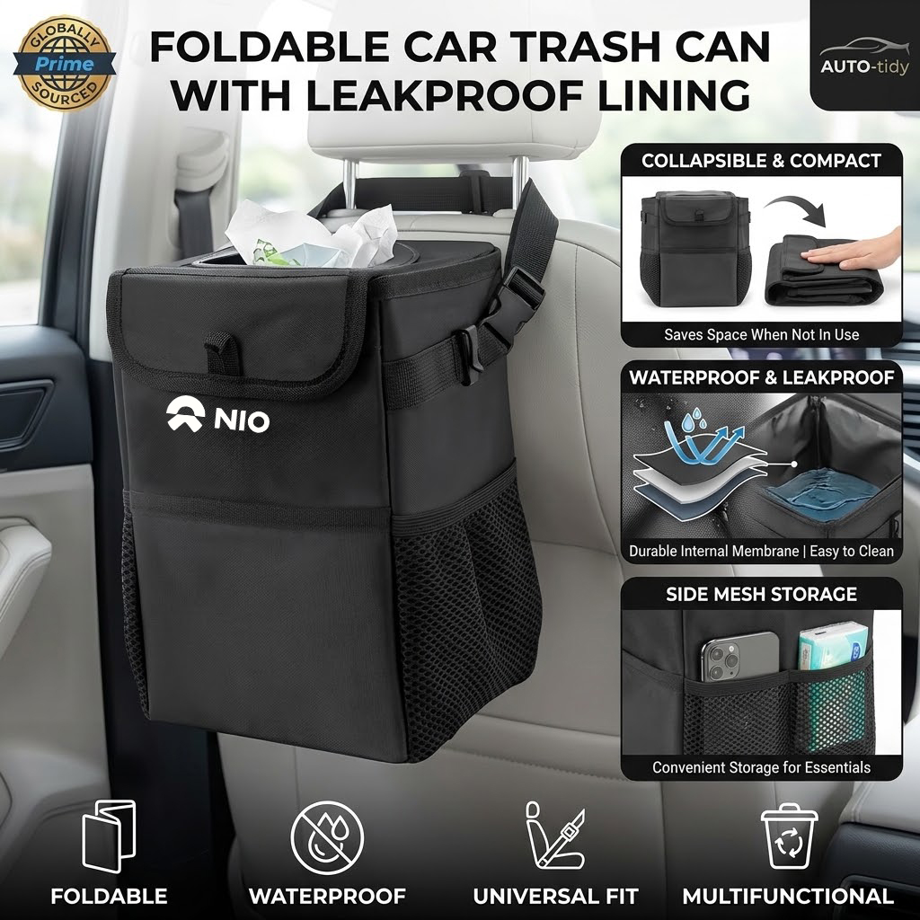 Foldable portable leak-proof w - Waterproof Car Trash Can With Lid recension och pris