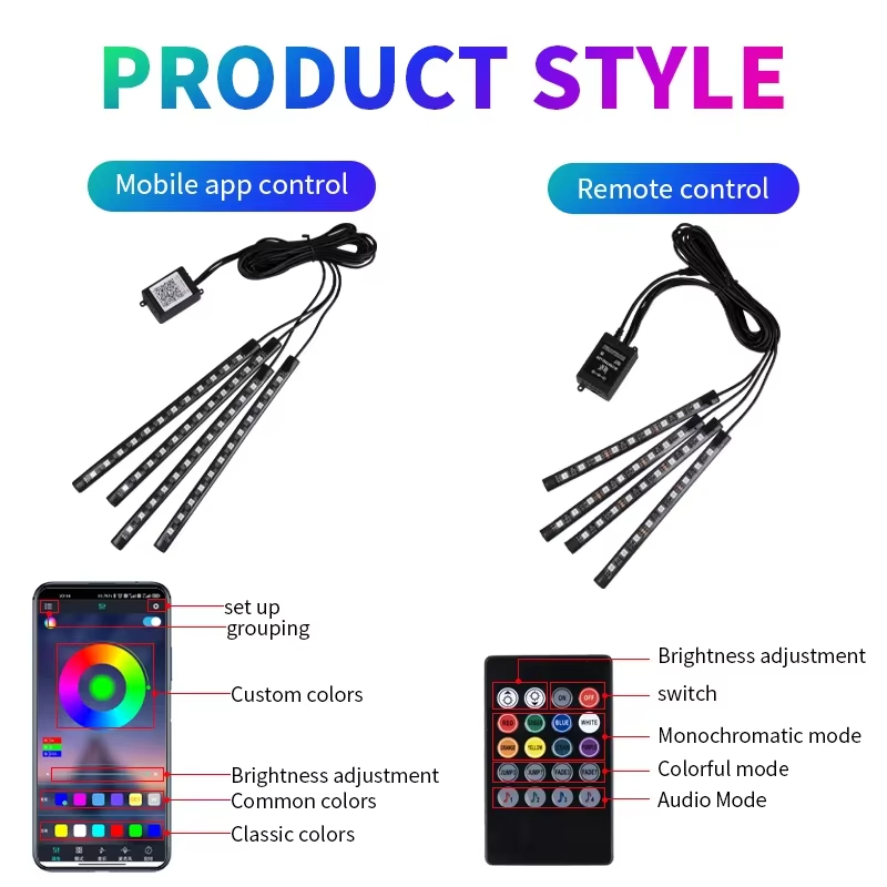 RGB Backlight Remote App Music - Led Ambient Interior Car Lights App Control recension och pris