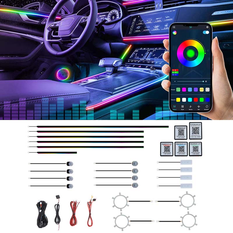 22 in 1 Dream Color RGB Dynami - Led Ambient Interior Car Lights App Control recension och pris